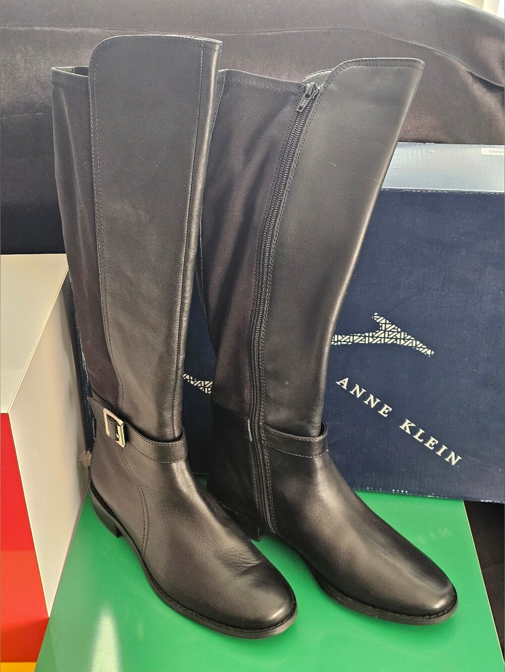 ❗️ANNE KLEIN Black Leather Knee-High Boots US 6M ❗️